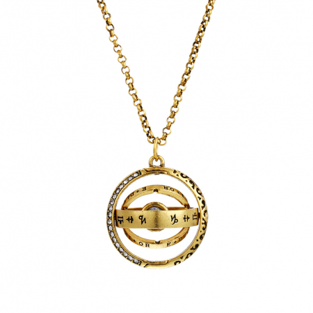 Bijuterii dama - Lantisor cu pandantiv astronomic, sfera pliabila, unisex, proiectie "Te iubesc"' in 100 de limbi diferite, placat cu aur 18K, auriu