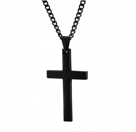 Lantisor cu pandantiv in forma de cruce, aliaj metalic, Tessero, negru [1]