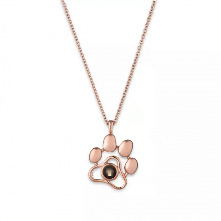 Lantisor cu pandantiv in forma de labuta cu proiectie " Te iubesc " in 100 de limbi diferite, placat cu aur 18K, rose gold [1]