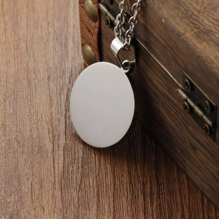 Lantisor cu pandantiv in forma de moneda cu Yin si Yang din otel inoxdabil, unisex, Tessero, argintiu si negru [2]