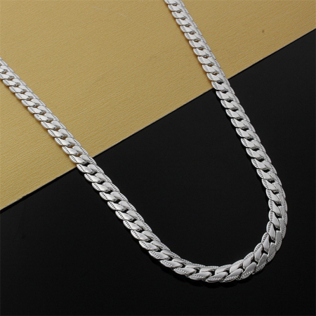 Lantisor Cuban Chain cu model din otel inoxidabil, unisex, placat cu aur 18K, Tessero, 5mm, 45cm, argintiu [1]