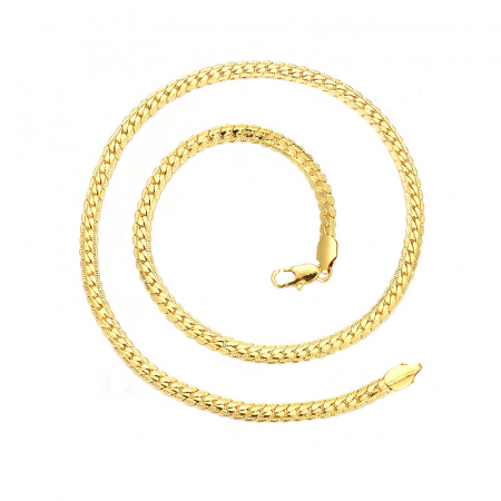 Bijuterii barbati - Lantisor Cuban Chain cu model din otel inoxidabil, unisex, placat cu aur 18K, Tessero, 5mm, 45cm, auriu