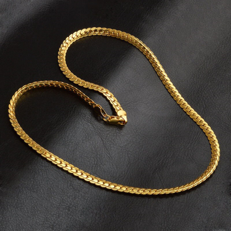 Lantisor Cuban Chain cu model din otel inoxidabil, unisex, placat cu aur 18K, Tessero, 5mm, 45cm, auriu [1]