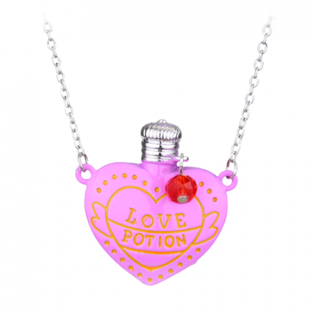 Bijuterii dama - Lantisor de dama cu pandantiv creativ in forma de sticluta roz '' Love Potion "', placat cu argint, Tessero, argintiu