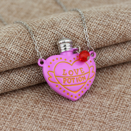 Lantisor de dama cu pandantiv creativ in forma de sticluta roz '' Love Potion "', placat cu argint, Tessero, argintiu [1]