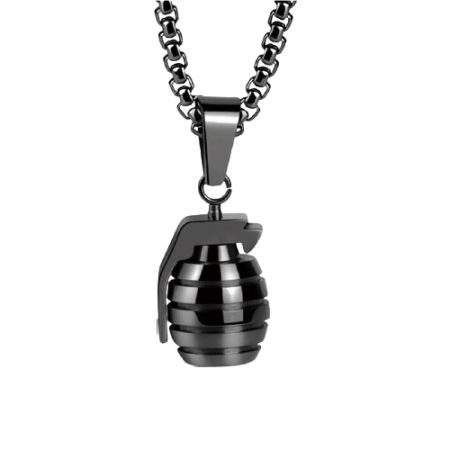 Bijuterii dama - Lantisor design cubic cu pandantiv in forma de grenada, placat cu aur 18K, negru