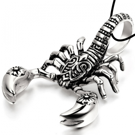 Bijuterii barbati - Lantisor design cubic cu pandantiv in forma de scorpion, placat cu aur 18K, Tessero, argintiu