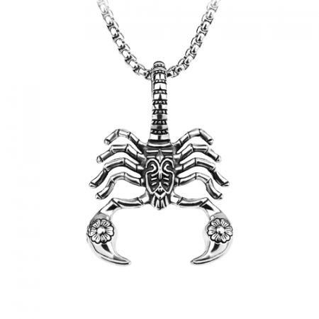 Lantisor design cubic cu pandantiv in forma de scorpion, placat cu aur 18K, Tessero, argintiu [1]