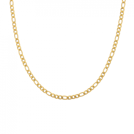 Bijuterii barbati - Lantisor din otel inoxidabil, model Figaro, placat cu aur 18K, unisex, auriu, 45 cm, Tessero