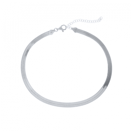 Bijuterii dama - Lantisor din otel inoxidabil, model sarpe, latime 3 mm, 45+5 cm, placat cu aur 18K, argintiu