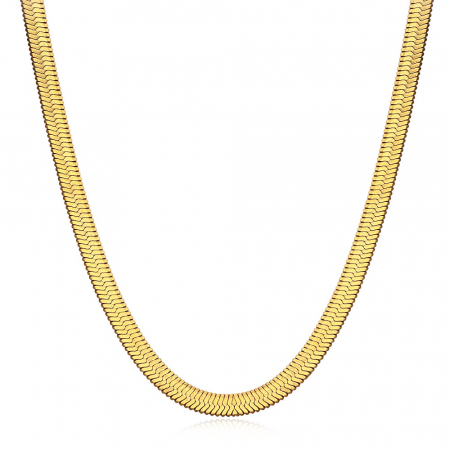 Bijuterii dama - Lantisor din otel inoxidabil, model sarpe, latime 3 mm, 45+5 cm, placat cu aur 18K, auriu