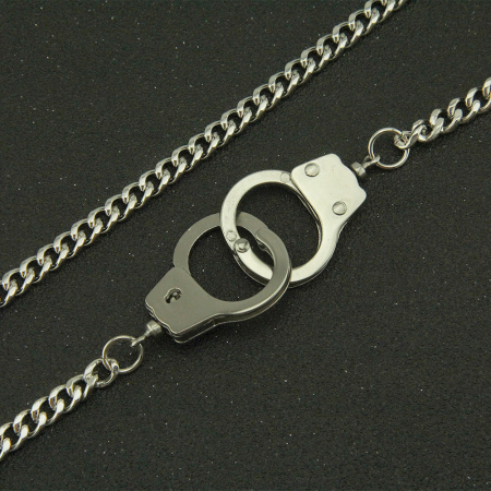Bijuterii barbati - Lantisor model Cuban Chain cu inchidere in forma de catuse, unisex, 50 cm, Tessero, argintiu