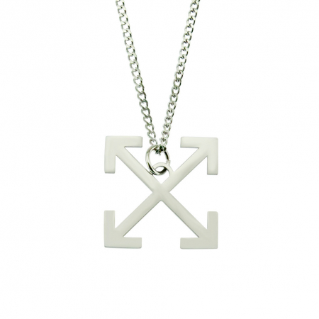 Lantisor model Cuban Chain cu pandantiv in forma de sageti, otel inoxidabil, unisex, Tessero, argintiu [2]