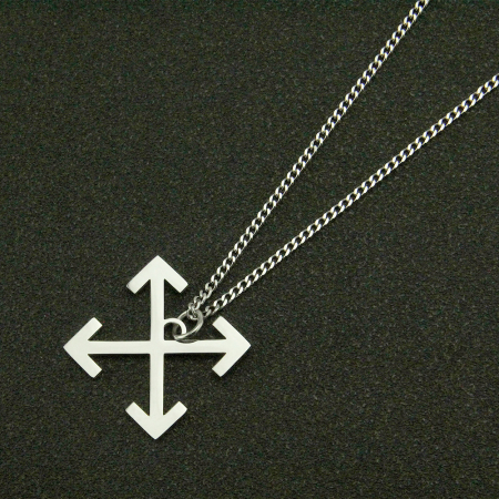 Lantisor model Cuban Chain cu pandantiv in forma de sageti, otel inoxidabil, unisex, Tessero, argintiu [1]