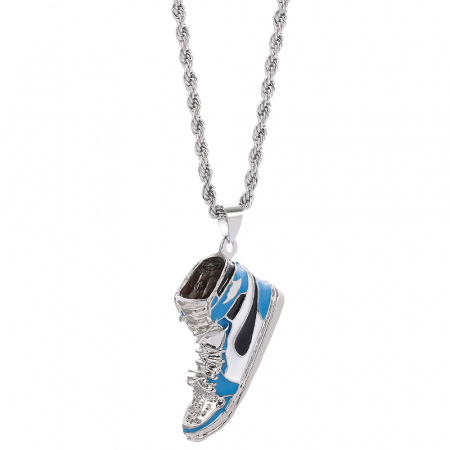 Bijuterii barbati - Lantisor model Rope cu pandantiv in forma de adidas, albastru