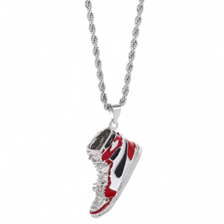 Bijuterii barbati - Lantisor model Rope cu pandantiv in forma de adidas, rosu