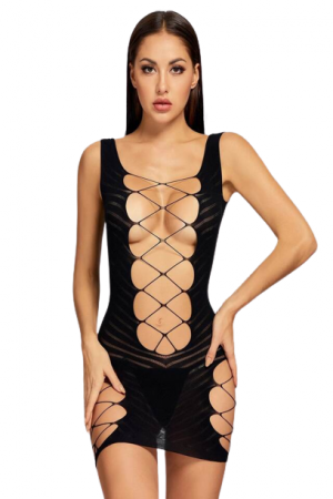 Lenjerie sexy de dama body, model tip plasa, marime universala, Tessero, negru [2]