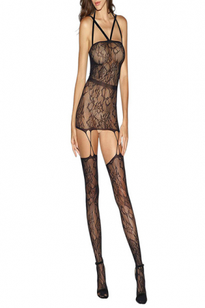 Lenjerie sexy - Lenjerie sexy de dama din plasa, model tip costum erotic, marime universala, Tessero, negru