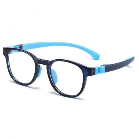 Ochelari de vedere - Ochelari de protectie calculator din silicon flexibil pentru copii, fara dioptrii, lentile transparente, antireflex, anti lumina albastra, Tessero, albastru