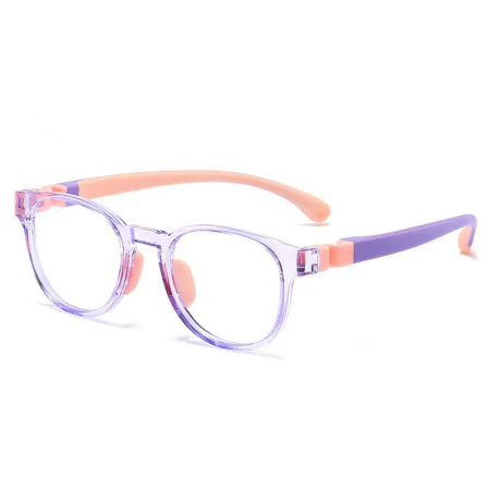 Ochelari de vedere - Ochelari de protectie calculator din silicon flexibil pentru copii, fara dioptrii, lentile transparente, antireflex, anti lumina albastra, Tessero, roz
