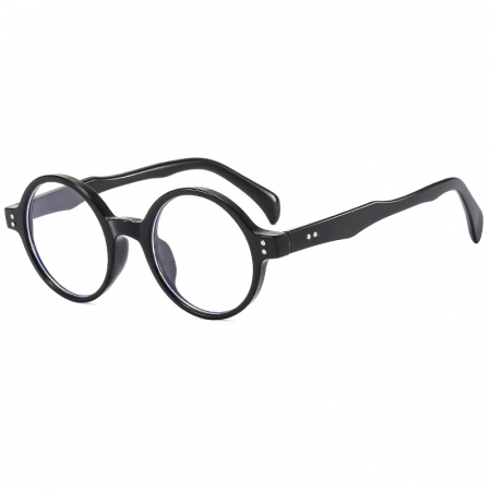 Ochelari de vedere - Ochelari de protectie pentru calculator, ecran telefon, laptop, TV, fara dioptrii, lentile transparente, model rotund, rama negra, antireflex, anti lumina albastra, unisex, Tessero, negru