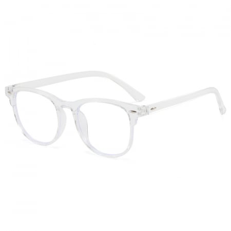 Ochelari de vedere - Ochelari de protectie pentru calculator, ecran telefon, laptop, TV, fara dioptrii, lentile transparente, rama incolara, antireflex, anti lumina albastra, unisex, Tessero, transparent