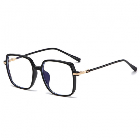 Ochelari de protectie pentru calculator forma patrata, ecran telefon, laptop, TV, fara dioptrii, lentile transparente, rama neagra, antireflex, anti lumina albastra, unisex, Tessero, negru [1]