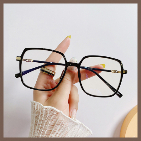 Ochelari de vedere - Ochelari de protectie pentru calculator forma patrata, ecran telefon, laptop, TV, fara dioptrii, lentile transparente, rama neagra, antireflex, anti lumina albastra, unisex, Tessero, negru