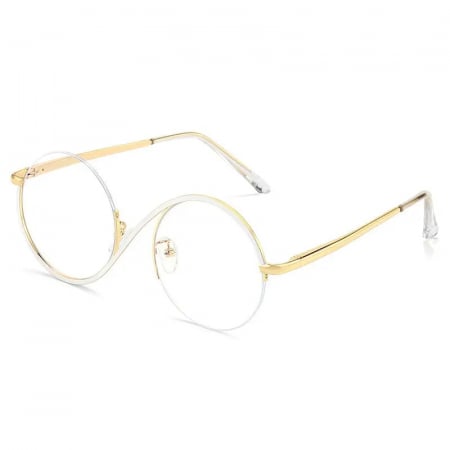 Ochelari de vedere - Ochelari de protectie rotunzi pentru calculator, fara dioptrii, lentile transparente, antireflex, anti lumina albastra, auriu