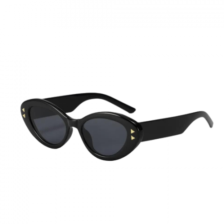 Ochelari de soare dama - Ochelari de soare Cat-Eye, model discret in forma de triunghi, forma ovala, protectie UV400, Tessero, negru