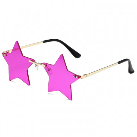 Ochelari de soare dama - Ochelari de soare cu lentile in forma de stea, unisex, pentru petreceri, protectie UV400, mov