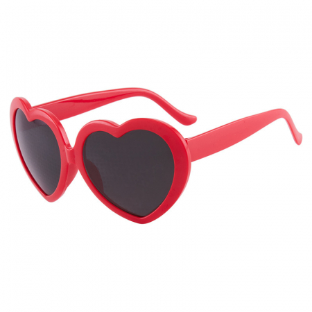 Ochelari de soare dama - Ochelari de soare dama cu efect de inima 3D, difractia luminii in forma de inima, Tessero, rosu