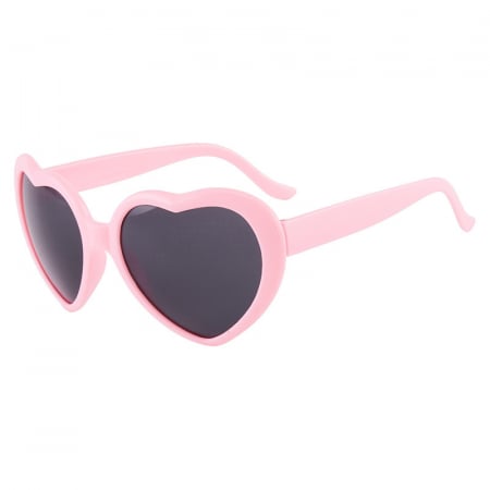 Ochelari de soare dama - Ochelari de soare dama cu efect de inima 3D, difractia luminii in forma de inima, Tessero, roz