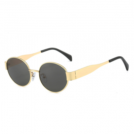 Ochelari de soare dama - Ochelari de soare dama, forma ovala, protectie UV400, rama aurie, Tessero
