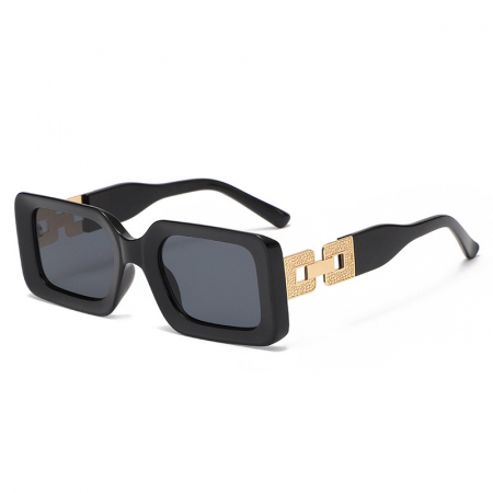 Ochelari de soare dama - Ochelari de soare dama, forma patrata, protectie UV400, model lateral auriu, Tessero, negru