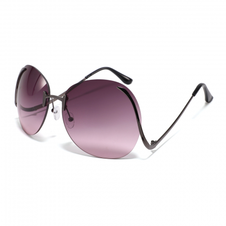 Ochelari de soare dama - Ochelari de soare dama, model Oversize cu brate curbate, protectie UV400, Tessero, negru