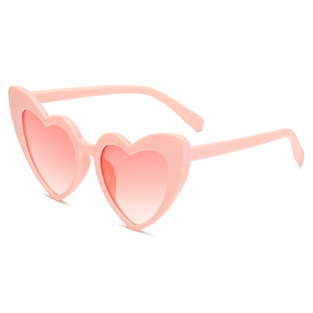 Ochelari de soare dama - Ochelari de soare dama, model tip Cat-Eye, lentila in forma de inima, protectie UV400, Tessero, roz