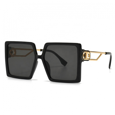 Ochelari de soare dama - Ochelari de soare dama, model tip Square, oversize, protectie UV400, Tessero, negru