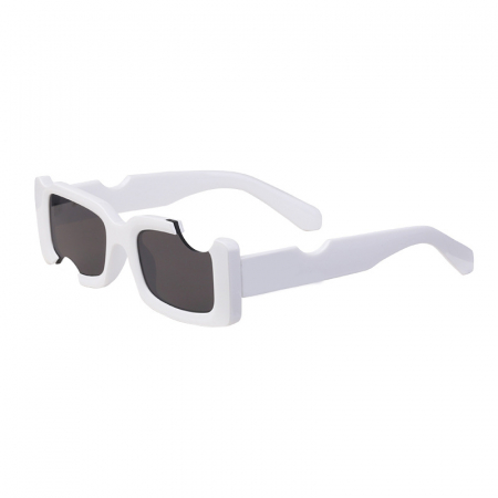 Ochelari de soare dama - Ochelari de soare dama, retro dreptunghiulari cu decupaj, protectie UV400, Tessero, alb