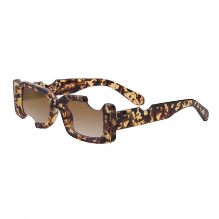 Ochelari de soare dama - Ochelari de soare dama, retro dreptunghiulari cu decupaj, protectie UV400, Tessero, maro