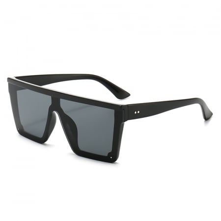 Ochelari de soare barbati - Ochelari de soare dreptunghiulari, oversize, UV400, Tessero, lentile negre, negru