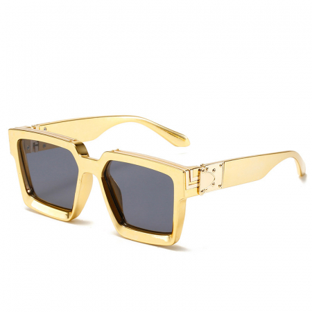 Ochelari de soare barbati - Ochelari de soare Luxury Square, unisex, decorata cu metale, protectie UV400, Tessero, auriu