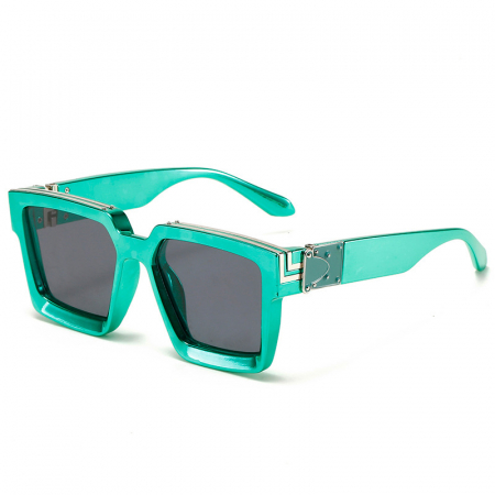 Ochelari de soare barbati - Ochelari de soare Luxury Square, unisex, decorata cu metale, protectie UV400, Tessero, verde