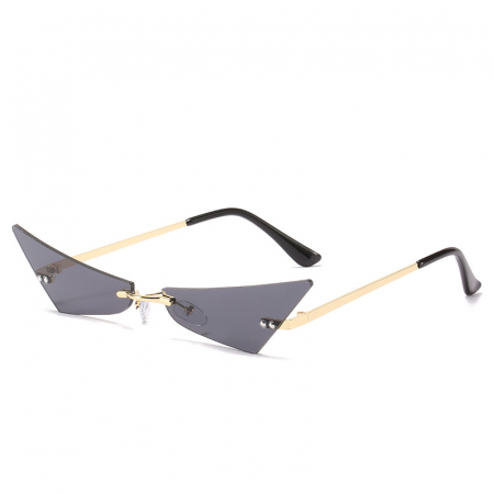 Ochelari de soare dama - Ochelari de soare model cat-eye, brate metalice, negru, Tessero