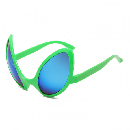 Ochelari de soare dama - Ochelari de soare pentru petreceri, unisex, model extraterestru, verzi, lentila albastra, Tessero