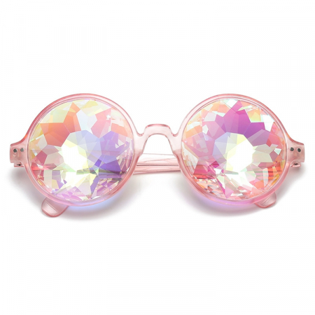Ochelari de soare rotunzi Caleidoscop, lentila cu tenta multicolora, Tessero, roz [1]