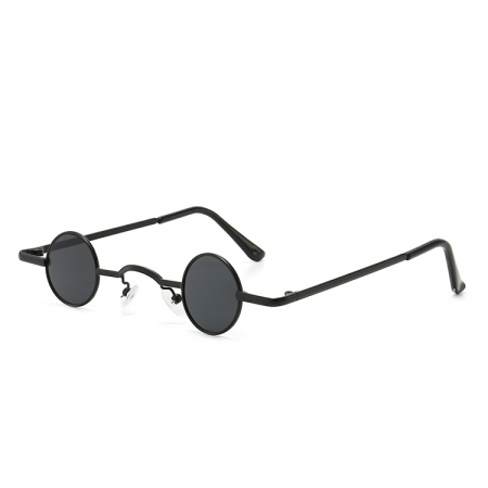 Ochelari de soare dama - Ochelari de soare rotunzi mini din metal, protectie UV400, unisex, model retro cu lentila de mici dimensiuni, Tessero, negru