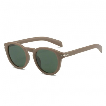 Ochelari de soare barbati - Ochelari de soare rotunzi Retro Vintage, culoare rama mata, protectie UV400, unisex, Tessero, maro