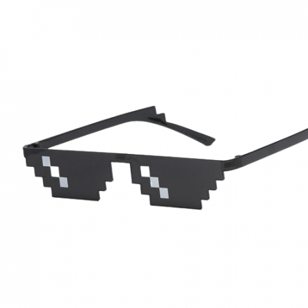 Ochelari de soare barbati - Ochelari de soare Thug Life unisex, model pixelat pentru petreceri, negru