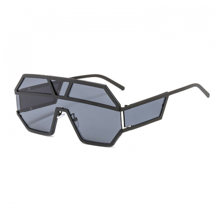 Ochelari de soare barbati - Ochelari de soare, unisex, model Shield, oversize, lentile laterale, protectie UV400, Tessero, negru